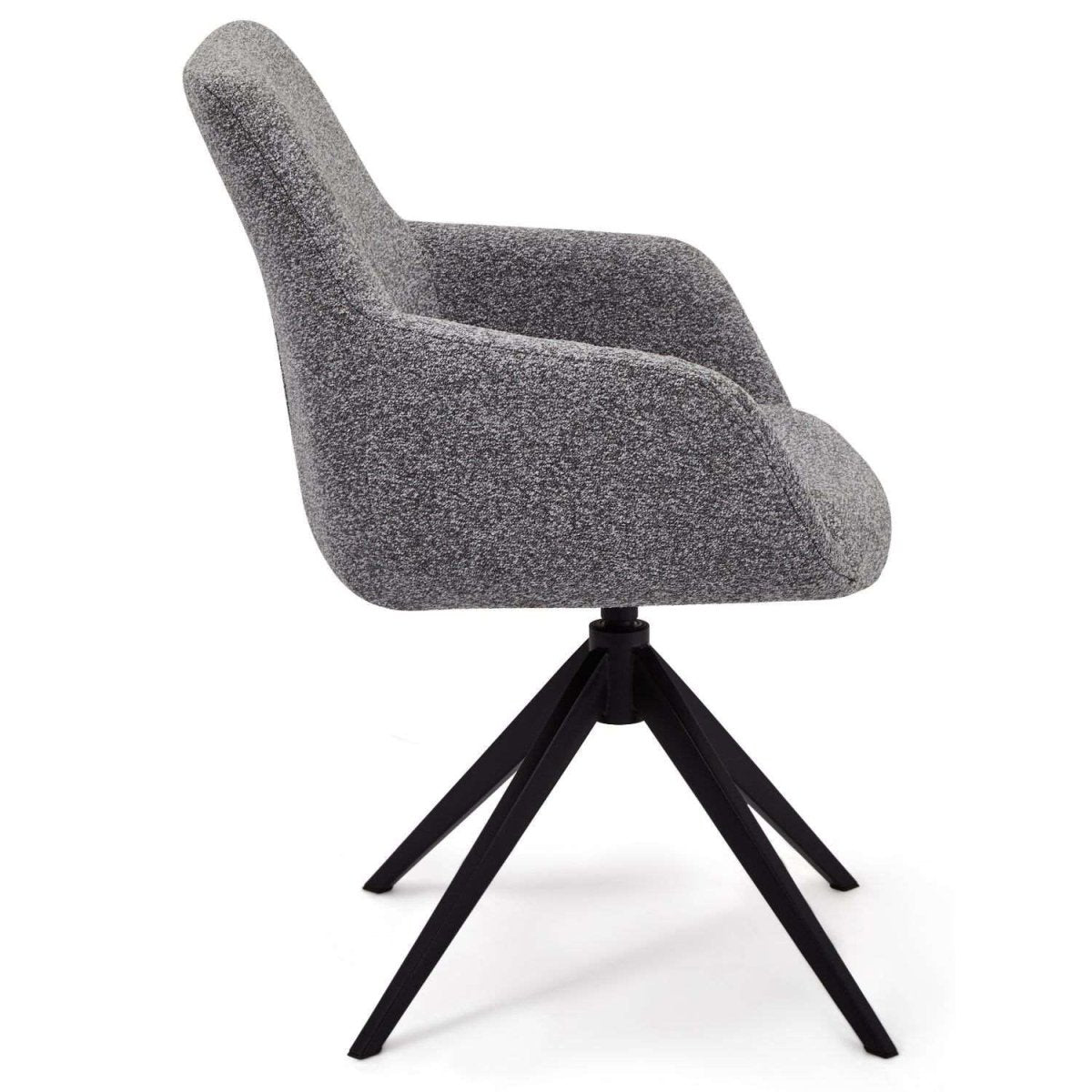 Helena Esszimmerstühle mit Armlehne 2er Set - Drehbar, Bouclé-Stoff Grau - FURNHOUSE