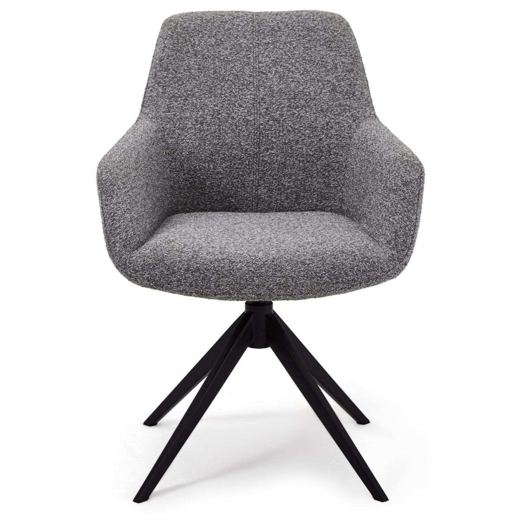 Helena Esszimmerstühle mit Armlehne 2er Set - Drehbar, Bouclé-Stoff Grau - FURNHOUSE