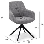 Helena Esszimmerstühle mit Armlehne 2er Set - Drehbar, Bouclé-Stoff Grau - FURNHOUSE