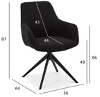 Helena Esszimmerstühle mit Armlehne 2er Set - Drehbar, Bouclé-Stoff Schwarz - FURNHOUSE