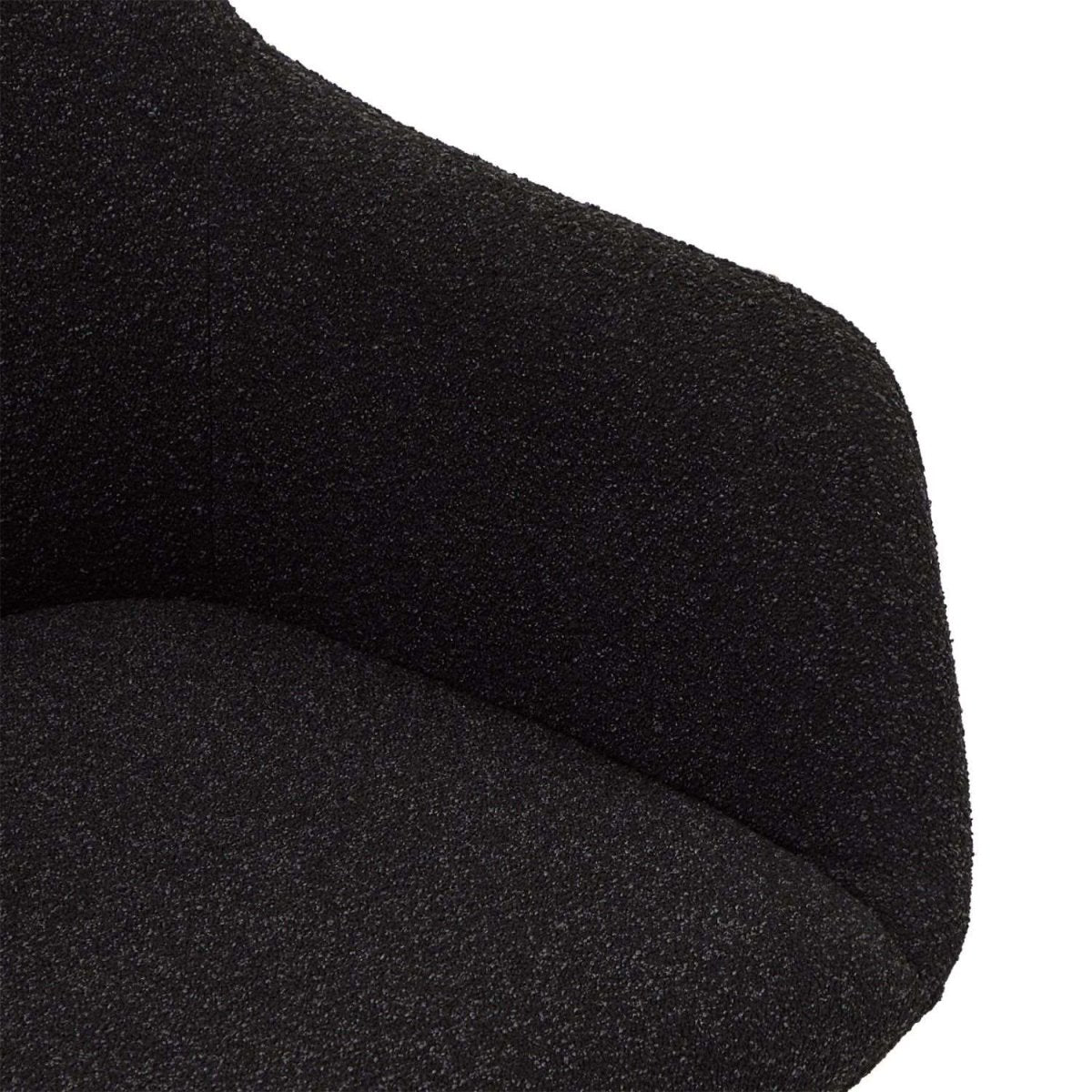 Helena Esszimmerstühle mit Armlehne 2er Set - Drehbar, Bouclé-Stoff Schwarz - FURNHOUSE