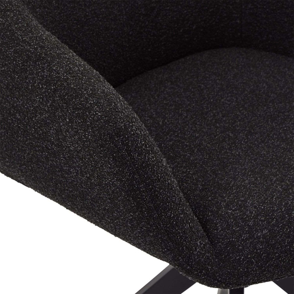 Helena Esszimmerstühle mit Armlehne 2er Set - Drehbar, Bouclé-Stoff Schwarz - FURNHOUSE