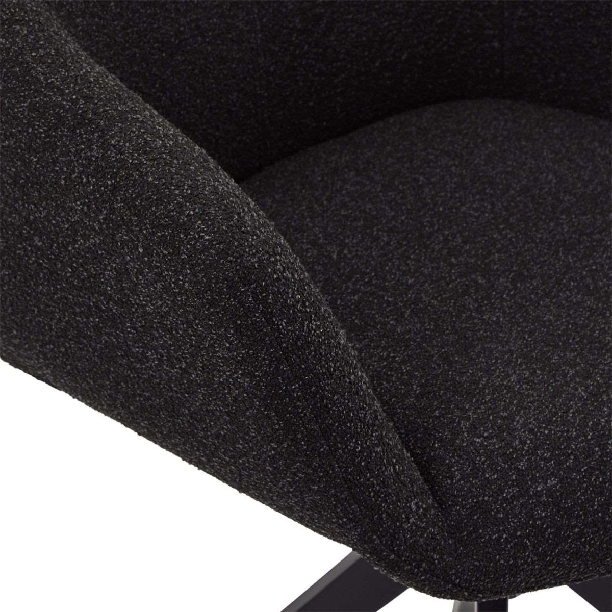 Helena Esszimmerstühle mit Armlehne 2er Set - Drehbar, Bouclé-Stoff Schwarz - FURNHOUSE