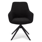 Helena Esszimmerstühle mit Armlehne 2er Set - Drehbar, Bouclé-Stoff Schwarz - FURNHOUSE