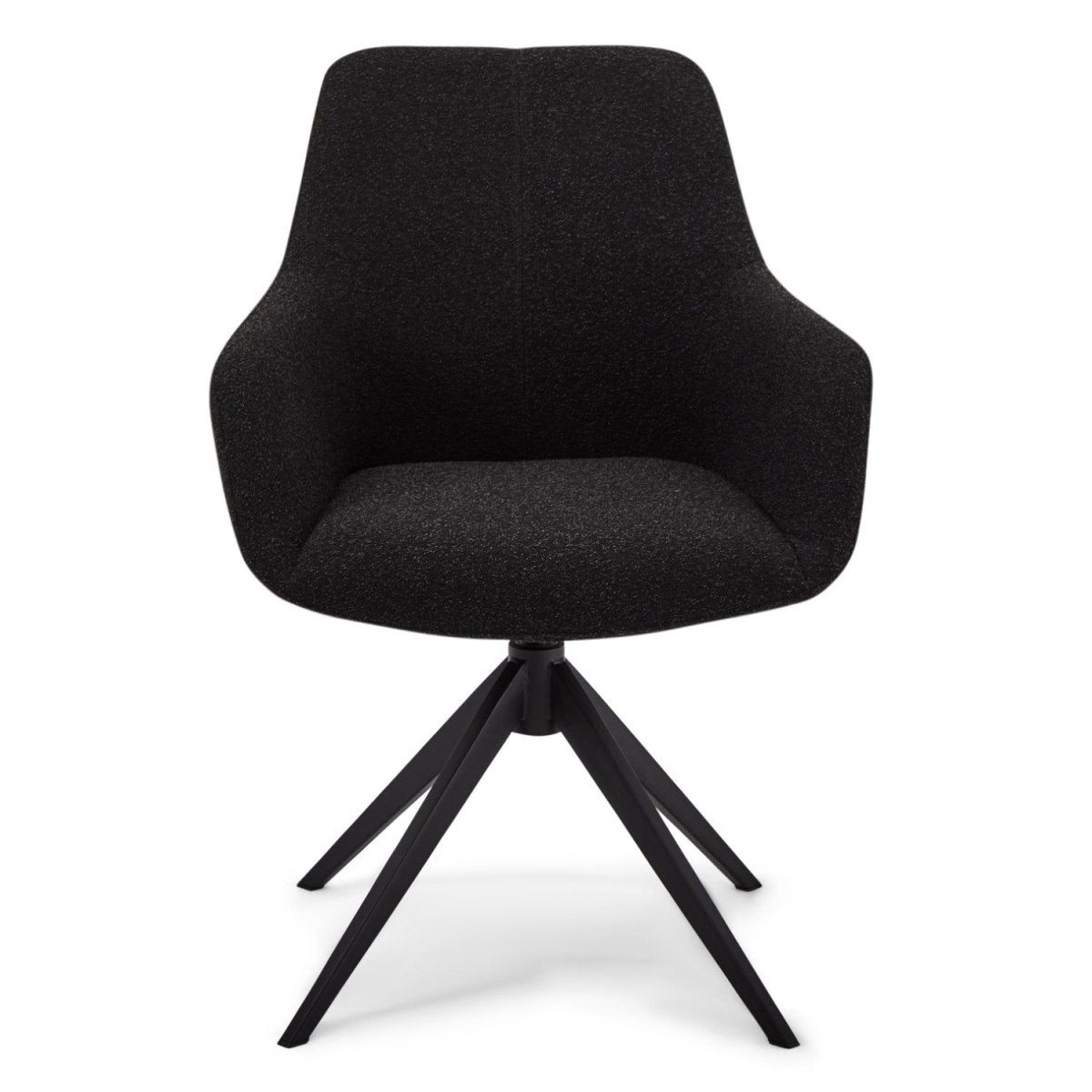 Helena Esszimmerstühle mit Armlehne 2er Set - Drehbar, Bouclé-Stoff Schwarz - FURNHOUSE