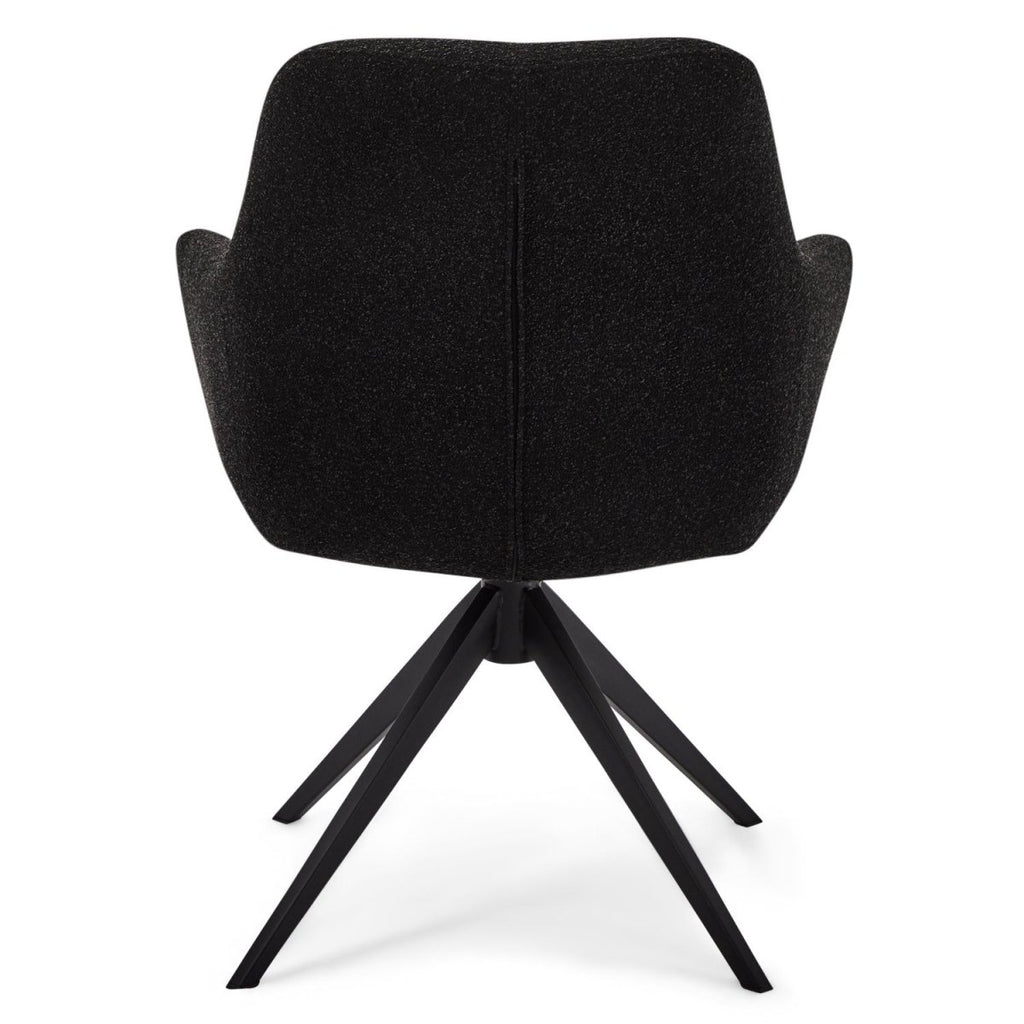 Helena Esszimmerstühle mit Armlehne 2er Set - Drehbar, Bouclé-Stoff Schwarz - FURNHOUSE