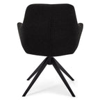 Helena Esszimmerstühle mit Armlehne 2er Set - Drehbar, Bouclé-Stoff Schwarz - FURNHOUSE