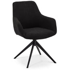 Helena Esszimmerstühle mit Armlehne 2er Set - Drehbar, Bouclé-Stoff Schwarz - FURNHOUSE