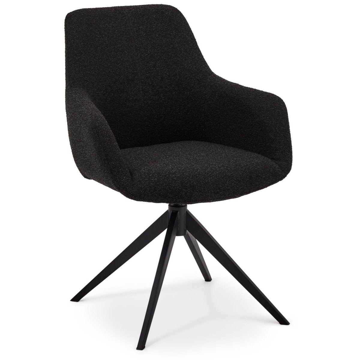 Helena Esszimmerstühle mit Armlehne 2er Set - Drehbar, Bouclé-Stoff Schwarz - FURNHOUSE