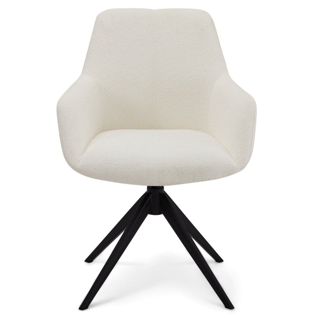 Helena Esszimmerstühle mit Armlehne 2er Set - Drehbar, Bouclé-Stoff Weiß - FURNHOUSE