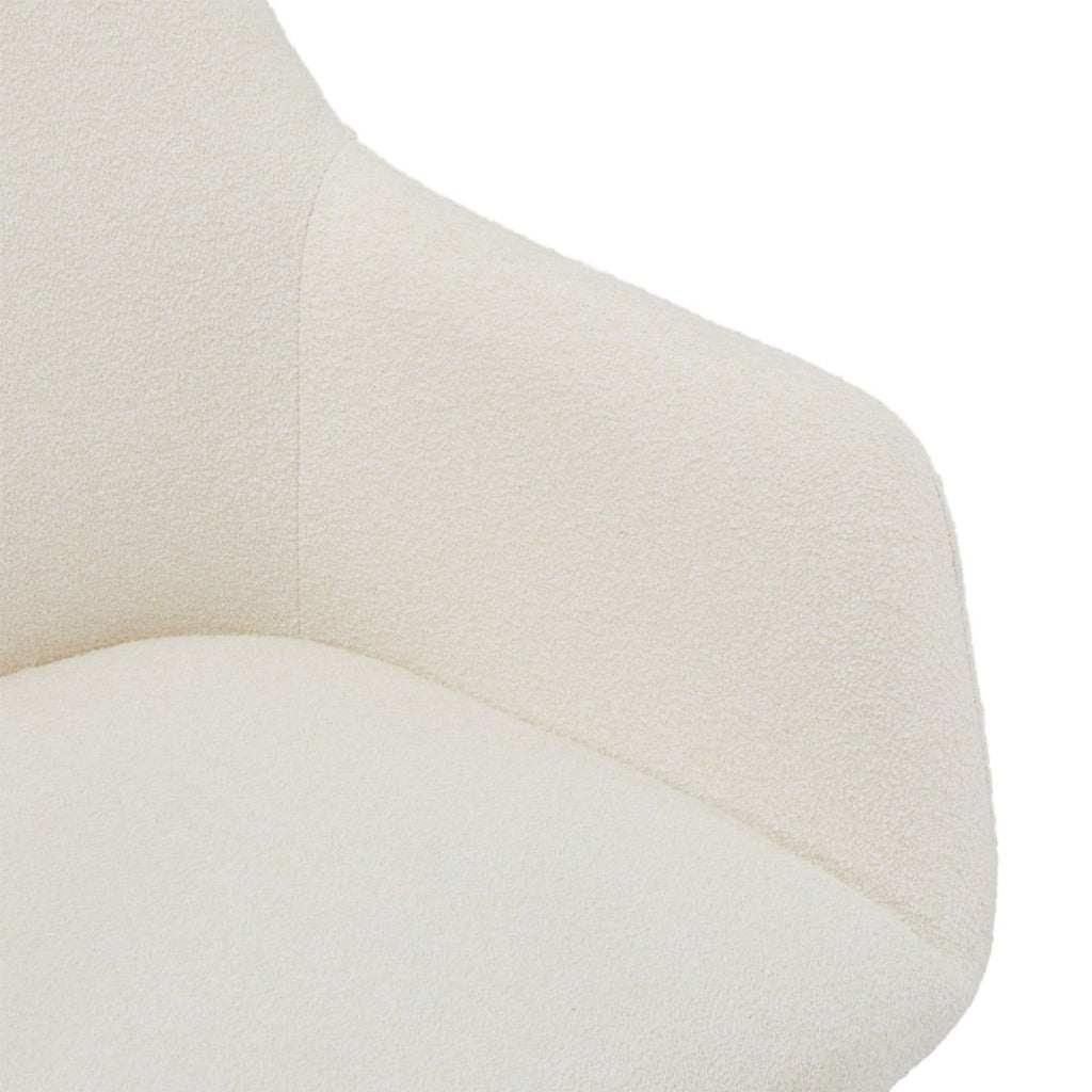 Helena Esszimmerstühle mit Armlehne 2er Set - Drehbar, Bouclé-Stoff Weiß - FURNHOUSE