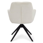 Helena Esszimmerstühle mit Armlehne 2er Set - Drehbar, Bouclé-Stoff Weiß - FURNHOUSE