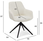 Helena Esszimmerstühle mit Armlehne 2er Set - Drehbar, Bouclé-Stoff Weiß - FURNHOUSE