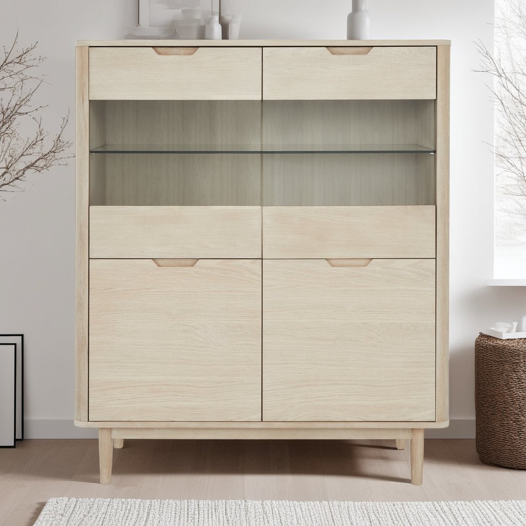 Highboard Eiche massiv Nyborg 4 Türen - FURNHOUSE