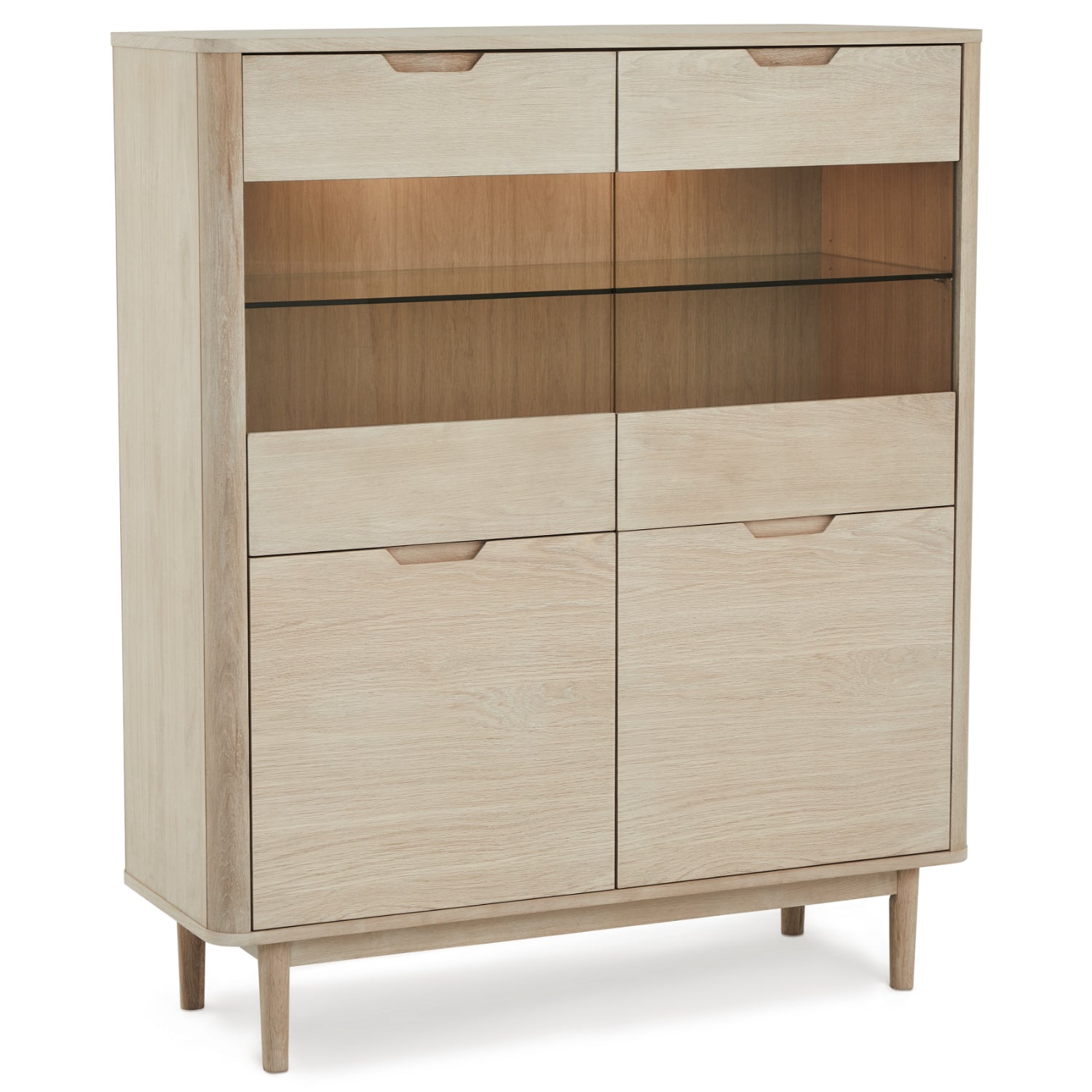 Highboard Eiche massiv Nyborg 4 Türen - FURNHOUSE
