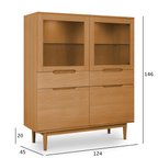 Highboard Kerteminde 124 cm - Echtholzfurnier Wildeiche mit LED-Beleuchtung - FURNHOUSE