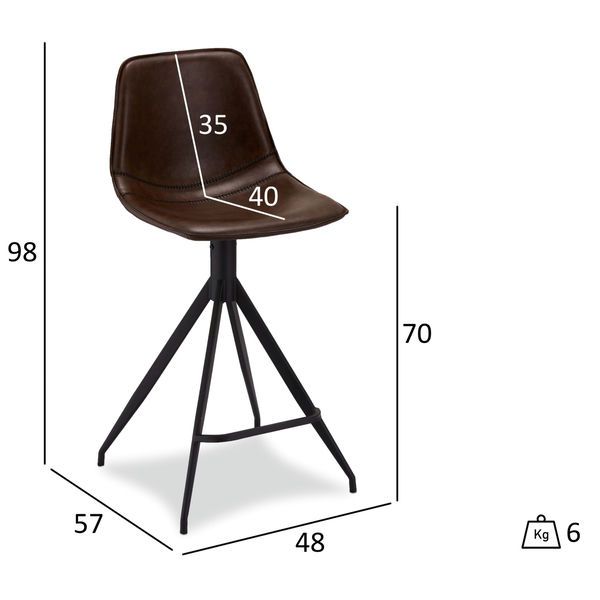 Isabel Barhocker 2er Set - Kunstleder Braun - FURNHOUSE