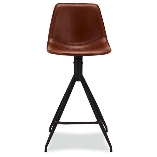 Isabel Barhocker 2er Set - Kunstleder Cognac Braun - FURNHOUSE