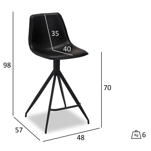Isabel Barhocker 2er Set - Kunstleder Schwarz - FURNHOUSE