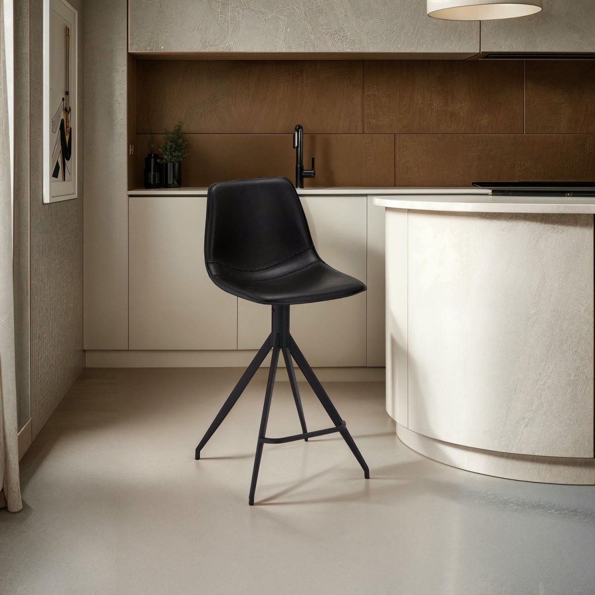 Isabel Barhocker 2er Set - Kunstleder Schwarz - FURNHOUSE