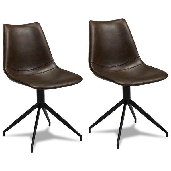 Isabel Esszimmerstühle 2er Set - Drehbar, Kunstleder Braun - FURNHOUSE