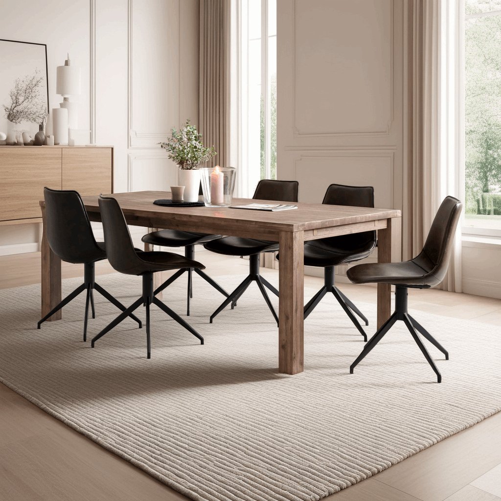 Isabel Esszimmerstühle 2er Set - Drehbar, Kunstleder Braun - FURNHOUSE