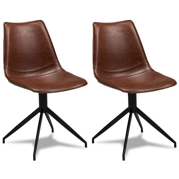 Isabel Esszimmerstühle 2er Set - Drehbar, Kunstleder Cognac Braun - FURNHOUSE