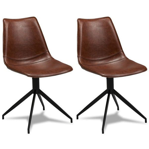 2er Set Esszimmerstühle - Drehbar - Cognac Braun - FURNHOUSE