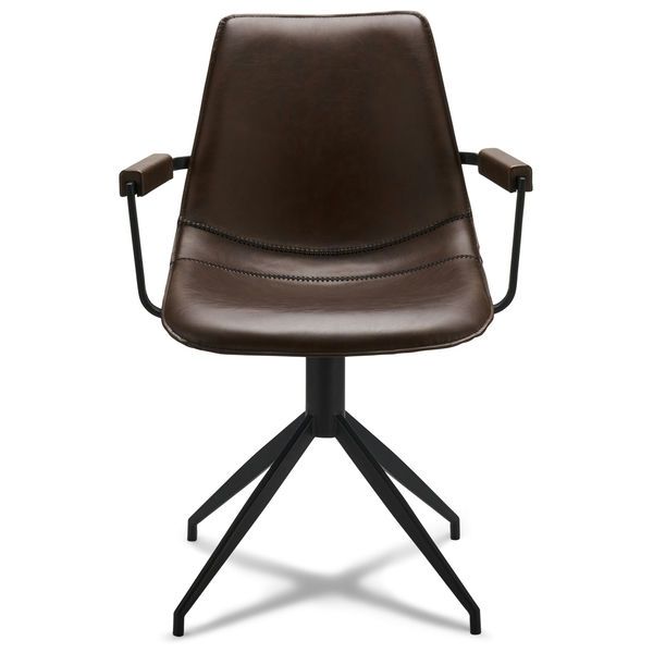 Isabel Esszimmerstühle mit Armlehne 2er Set - Drehbar, Kunstleder Braun - FURNHOUSE