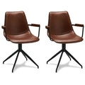2er Set Esszimmerstühle mit Armlehne - Drehbar - Cognac Braun - FURNHOUSE