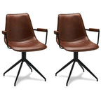 Isabel Esszimmerstühle mit Armlehne 2er Set - Drehbar, Kunstleder Cognac Braun - FURNHOUSE