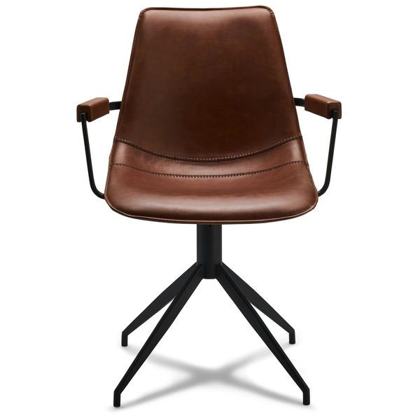 Isabel Esszimmerstühle mit Armlehne 2er Set - Drehbar, Kunstleder Cognac Braun - FURNHOUSE