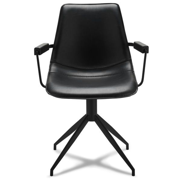 Isabel Esszimmerstühle mit Armlehne 2er Set - Drehbar, Kunstleder Schwarz - FURNHOUSE