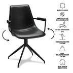 Isabel Esszimmerstühle mit Armlehne 2er Set - Drehbar, Kunstleder Schwarz - FURNHOUSE