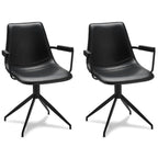 Isabel Esszimmerstühle mit Armlehne 2er Set - Drehbar, Kunstleder Schwarz - FURNHOUSE