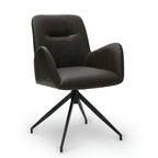 Jennifer Esszimmerstühle mit Armlehne 2er Set - Drehbar, Kunstleder Braun - FURNHOUSE