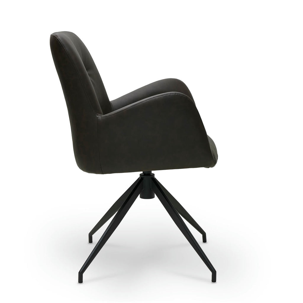 Jennifer Esszimmerstühle mit Armlehne 2er Set - Drehbar, Kunstleder Braun - FURNHOUSE