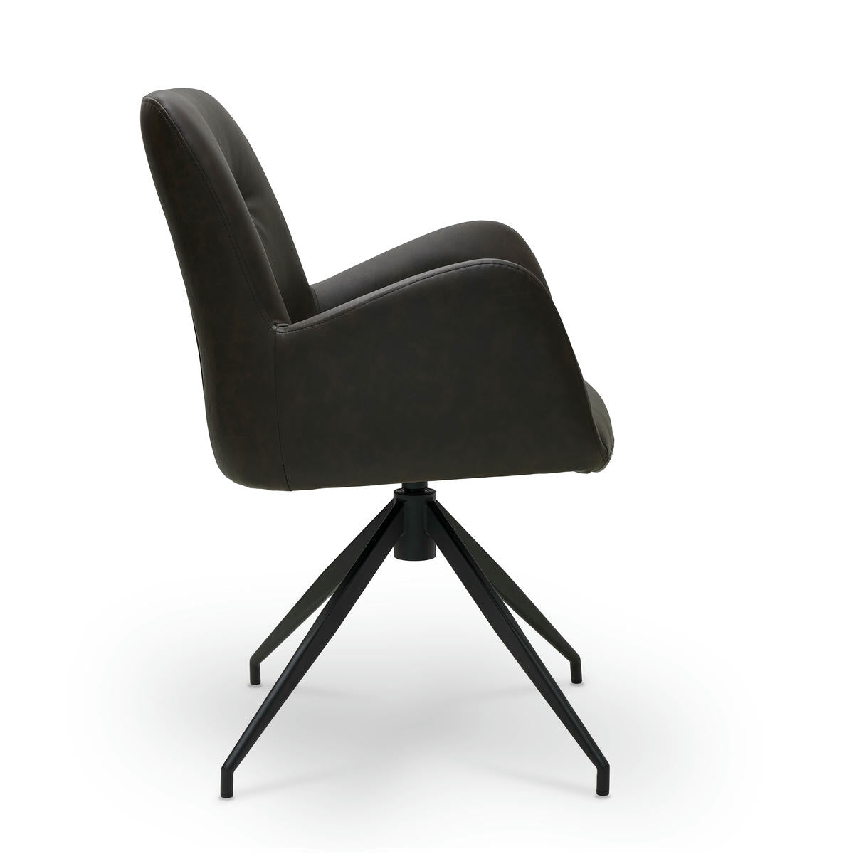 Jennifer Esszimmerstühle mit Armlehne 2er Set - Drehbar, Kunstleder Braun - FURNHOUSE