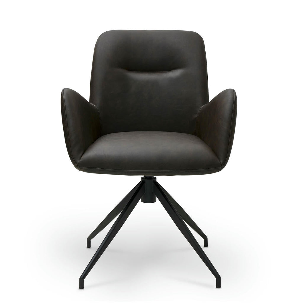 Jennifer Esszimmerstühle mit Armlehne 2er Set - Drehbar, Kunstleder Braun - FURNHOUSE