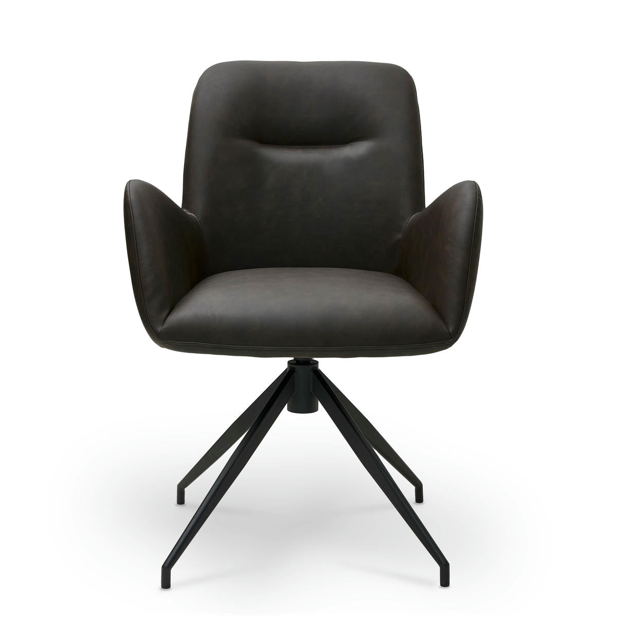 Jennifer Esszimmerstühle mit Armlehne 2er Set - Drehbar, Kunstleder Braun - FURNHOUSE