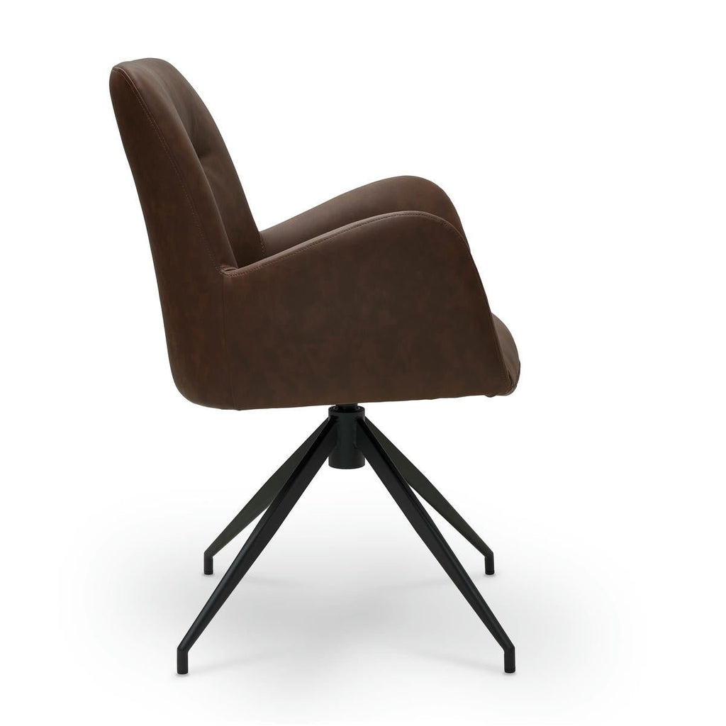 Jennifer Esszimmerstühle mit Armlehne 2er Set - Drehbar, Kunstleder Cognac Braun - FURNHOUSE