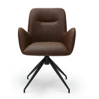 Jennifer Esszimmerstühle mit Armlehne 2er Set - Drehbar, Kunstleder Cognac Braun - FURNHOUSE