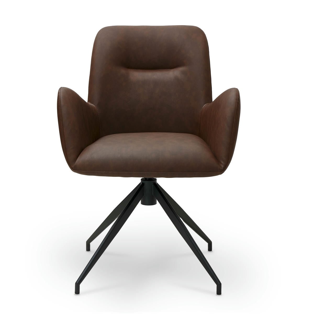 Jennifer Esszimmerstühle mit Armlehne 2er Set - Drehbar, Kunstleder Cognac Braun - FURNHOUSE