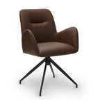 Jennifer Esszimmerstühle mit Armlehne 2er Set - Drehbar, Kunstleder Cognac Braun - FURNHOUSE