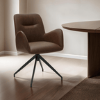 Jennifer Esszimmerstühle mit Armlehne 2er Set - Drehbar, Kunstleder Cognac Braun - FURNHOUSE