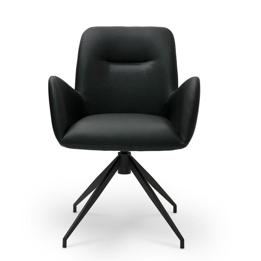 2er Set Esszimmerstühle mit Armlehne - Drehbar - Schwarz - FURNHOUSE