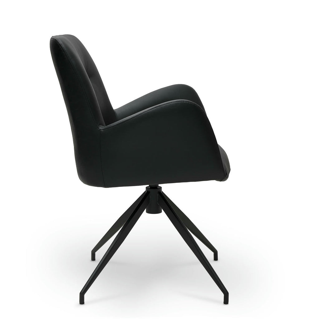 2er Set Esszimmerstühle mit Armlehne - Drehbar - Schwarz - FURNHOUSE