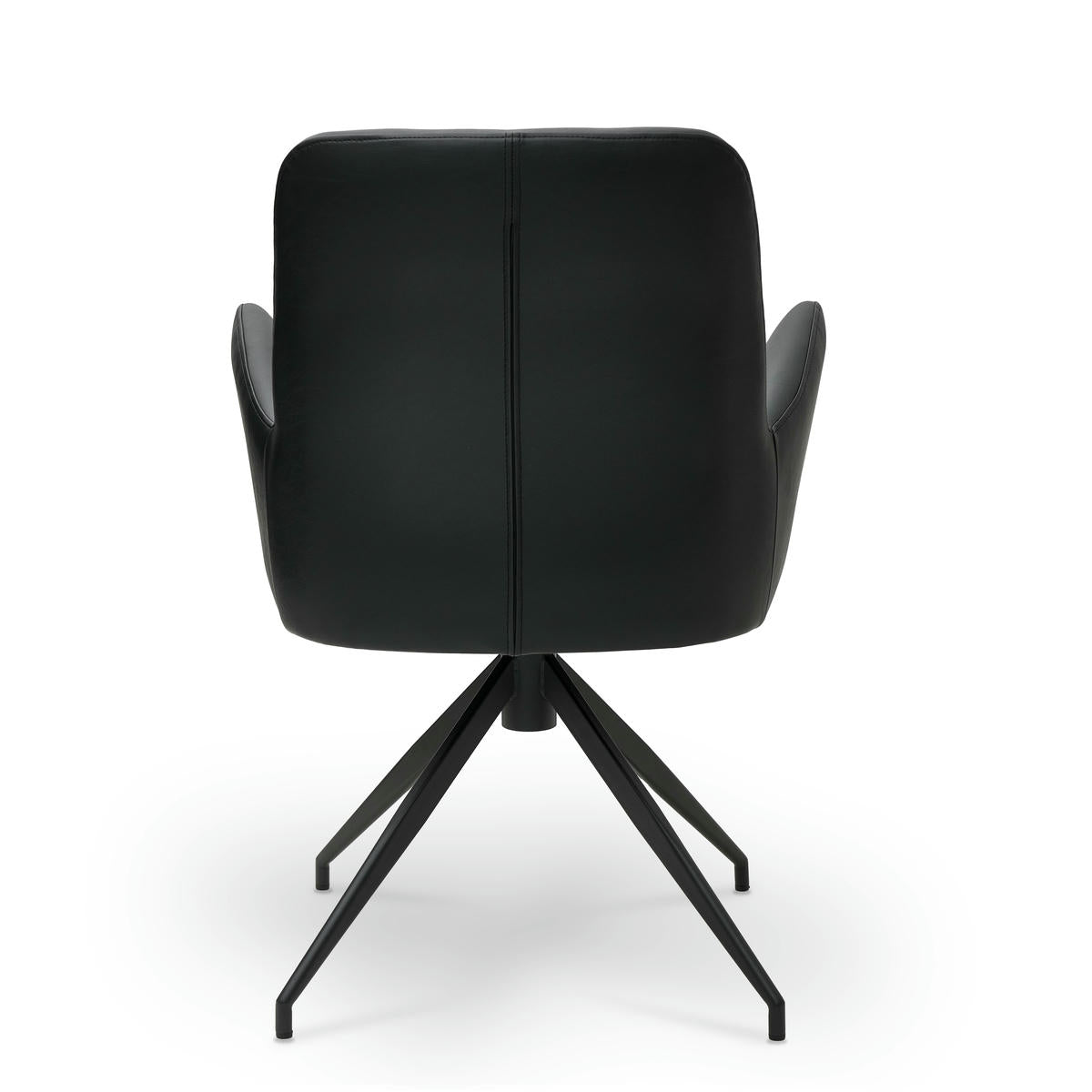 Jennifer Esszimmerstühle mit Armlehne 2er Set - Drehbar, Kunstleder Schwarz - FURNHOUSE