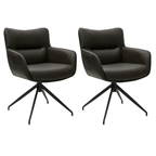 2er Set Esszimmerstühle mit Armlehne - Drehbar - Braun - FURNHOUSE