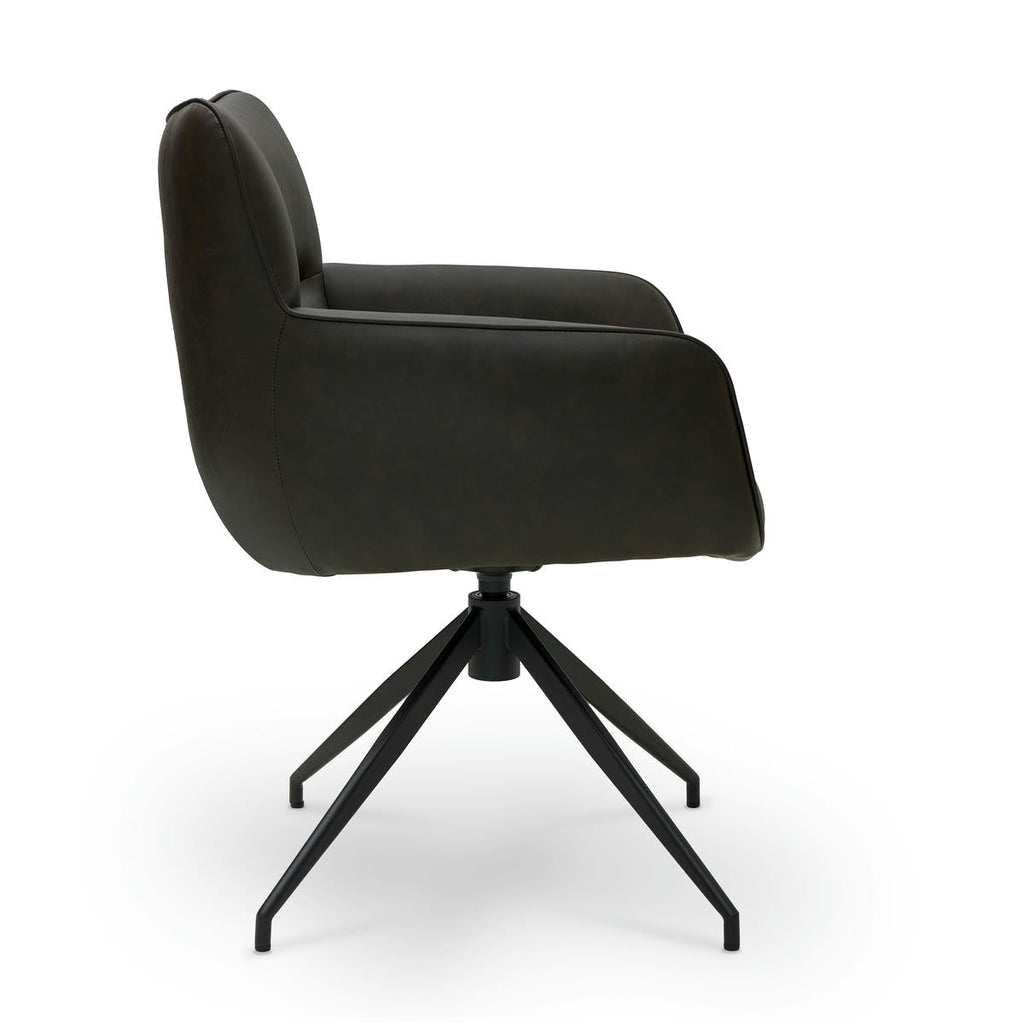 2er Set Esszimmerstühle mit Armlehne - Drehbar - Braun - FURNHOUSE